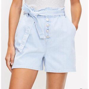 LOFT Paperbag Pull On Denim Shorts. Size 0